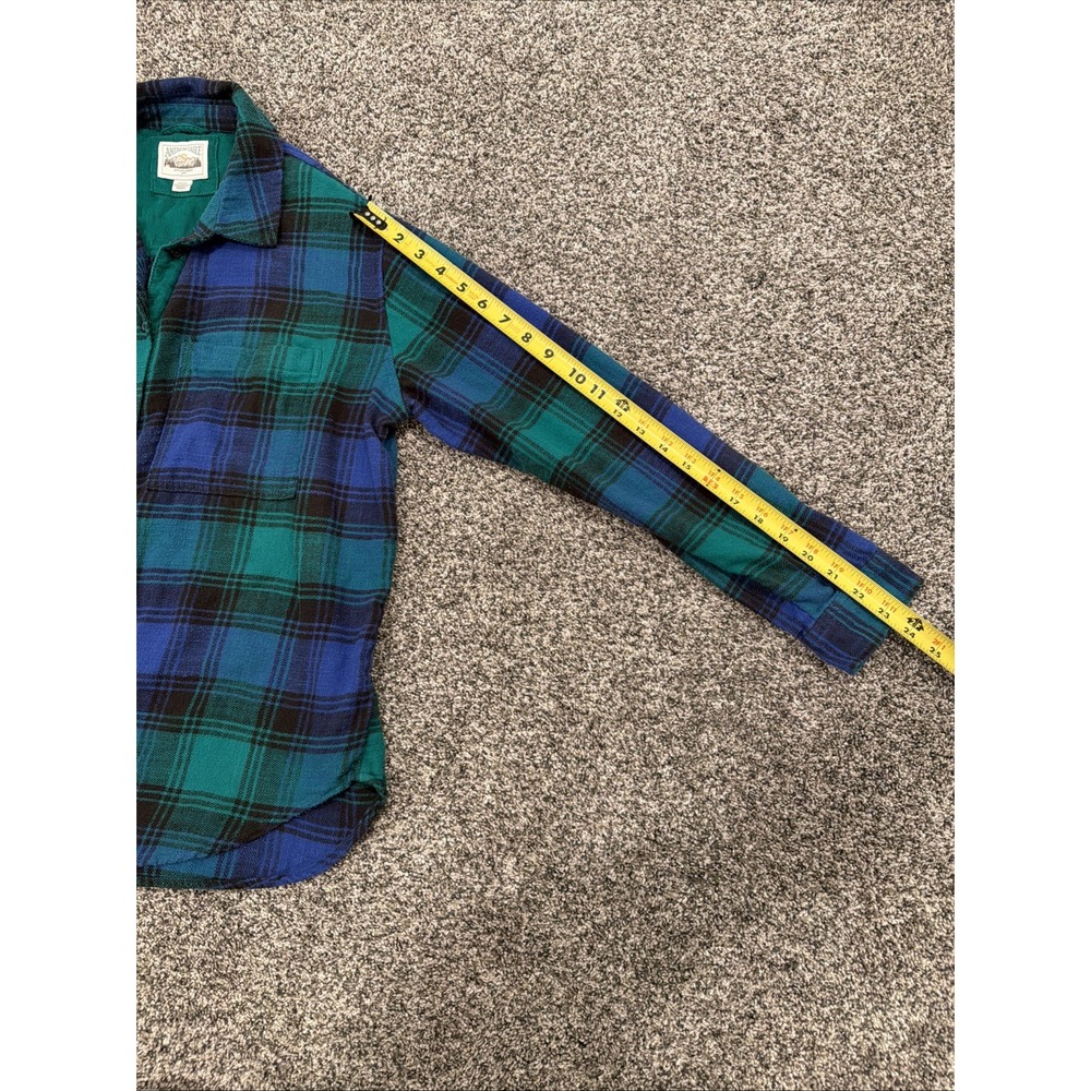 American Eagle Blue Green Plaid Flannel Button Down Shirt Womens Small 3671 - Picture 5 of 7
